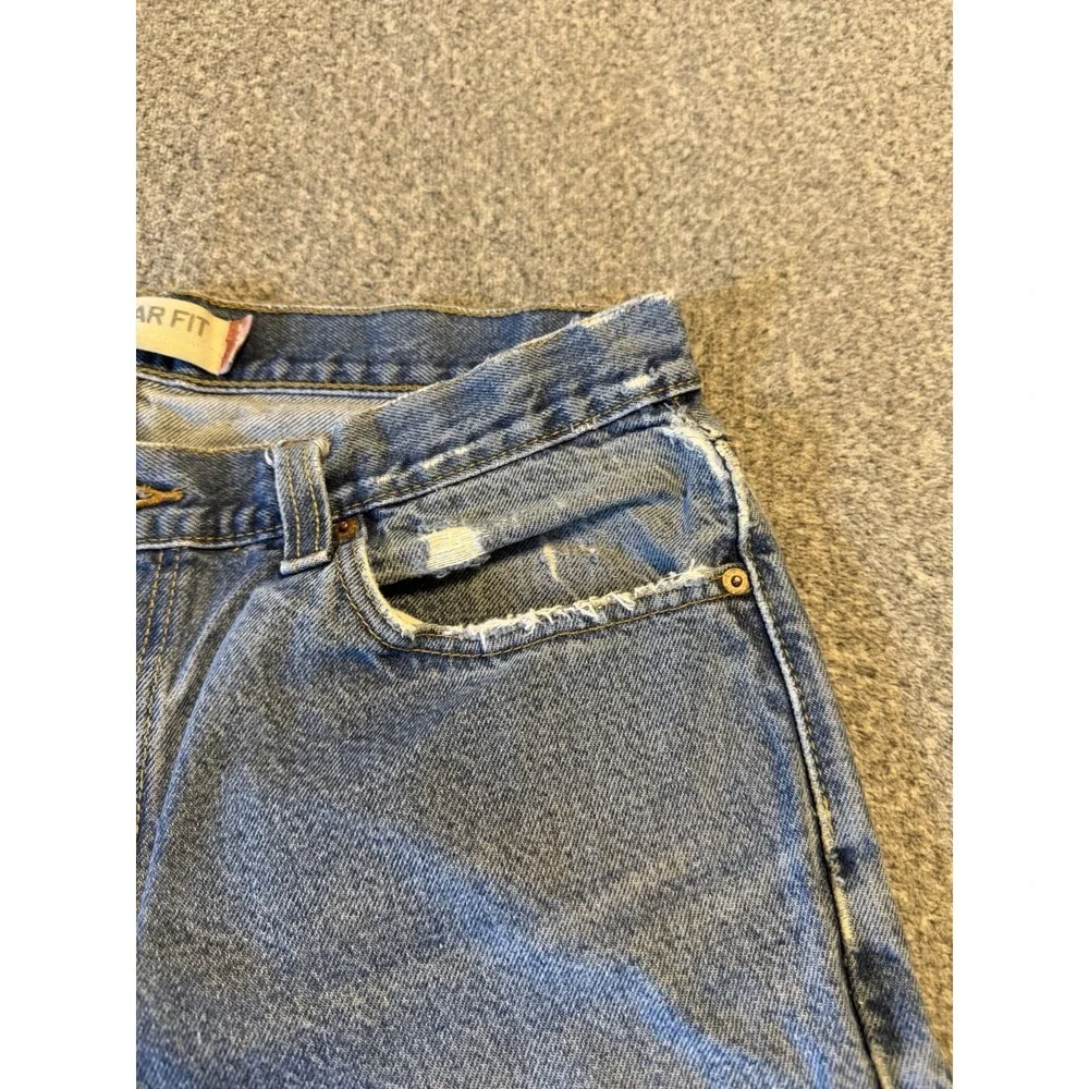 Levis 505 Jeans Adult Mens 34x32 Blue Denim Regular Fit Straight Leg